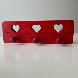 Swedish Wooden Heart Hook with 3 Pegs
